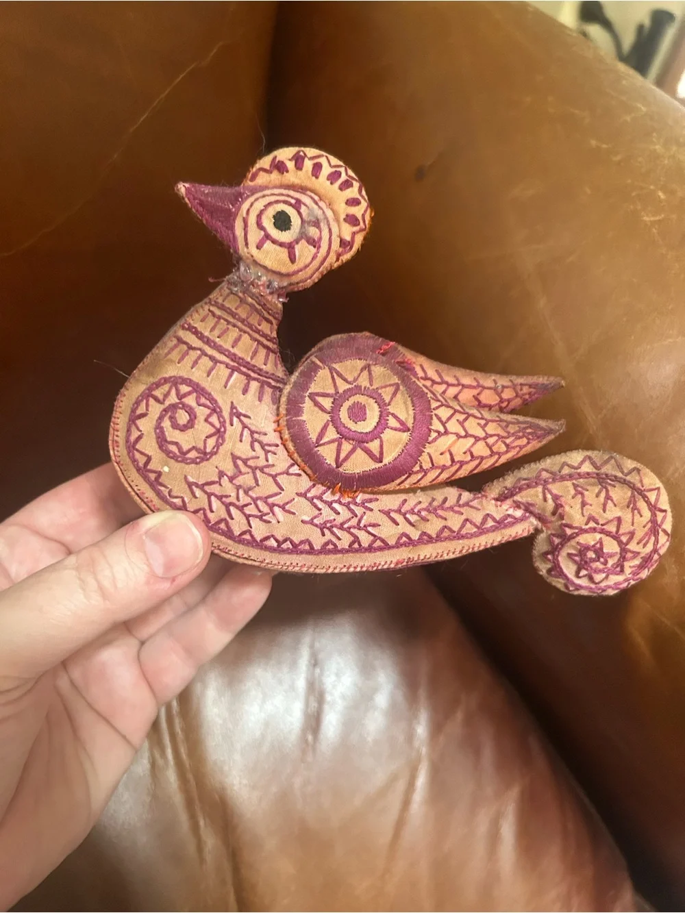 Handmade Pink and Tan Decorative Bird Toy for Pets